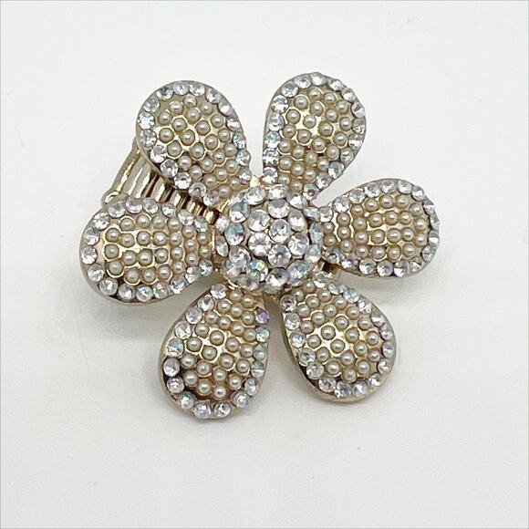 Lot of 3 Large Statement Elastic Cocktail Rings - Flower - Heart -Dangle Beads - Picture 8 of 11